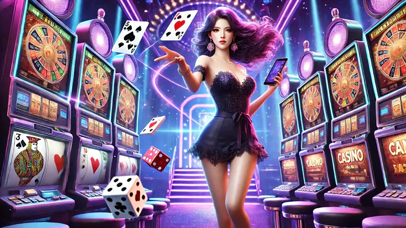 ภาพเกมสล็อตพร้อมรีลและสัญลักษณ์พิเศษ